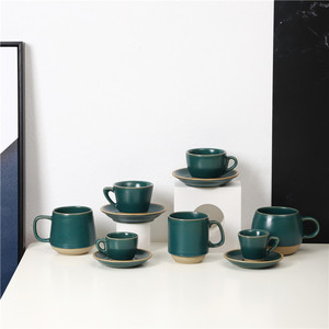 Ensemble de tasses à thé en grès, glaçure verte mate, <span class=keywords><strong>tasse</strong></span> à café <span class=keywords><strong>avec</strong></span> soucoupe, nouveaux produits de style nordique - Product Image 1