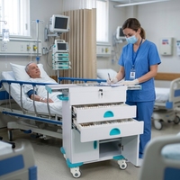 Carrito de Tratamiento Médico con Ruedas y Bloqueo, Carrito de Procedimientos Médicos con Divisores de Almacenamiento, para Hospitales