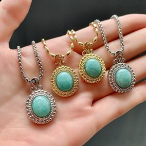 <span class=keywords><strong>BD</strong></span>- B4946 collier amazonite promotionnel de haute qualité colliers de mode nouveau collier en or et en argent pour hommes - Product Image 5