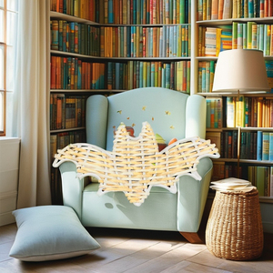 Décoration d'art de luxe Tenture murale Banc de petits poissons en rotin pour chambre d'enfant Pépinière ou mariage Design en papier rond - Product Image 2