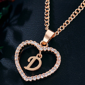 26 alfabeto CZ Lettere Iniziali Della Collana Collari Ragazze Regalo In Oro Rosa Placcato di Fascino Del Cuore di Amore Collane Regali - Product Image 6