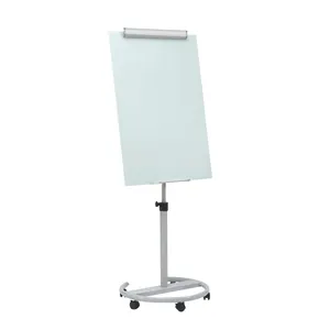 Tablero de vidrio magnético de rotafolio ajustable móvil personalizado pizarra blanca para reuniones enseñanza escritura tablero de vidrio de borrado en seco