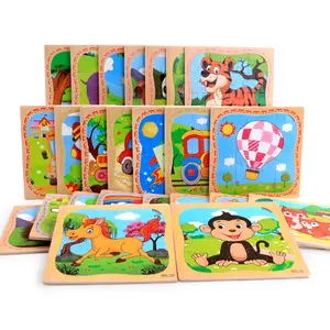 木制拼图幼儿2-5岁学前教育和学习动物拼图玩具男孩和女孩礼物