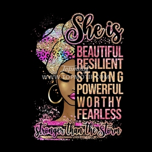 Personalizzato lei è bella forte potente Afro ragazza DTF trasferimento per la storia <span class=keywords><strong>nera</strong></span> mese - Product Image 1