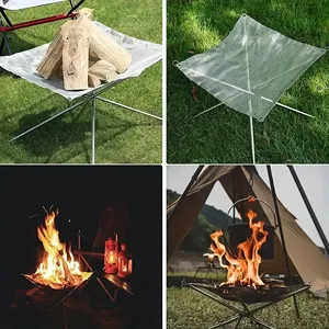 Folding <b>Portable</b> Steel Mesh Camping Outdoor Wood Burning Bonfires Rack Stainless Steel <b>Fire</b> <b>Pit</b> with Carrying Bag - Product Image 2