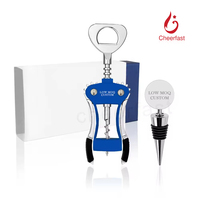 Cheerfast Tout-en-Un Classique Bleu Ailé En Alliage De Zinc Bouteille De Vin Tire-Bouchon avec Bouchon Durable Et Écologique Bar Ensemble Cadeau Kit