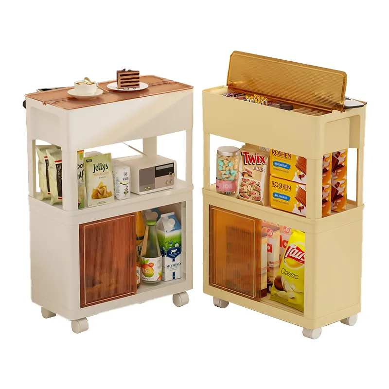 Rolling Storage Cart Stackable Plastic Storage Rack with Wheels & Plastic Container Box for Kitchen Bathroom