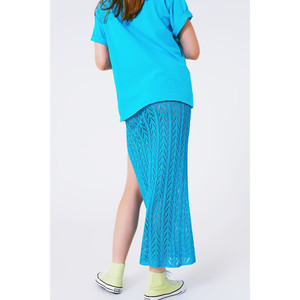 Jupe longue au crochet en bleu - Product Image 1