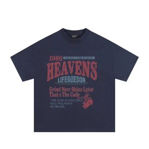 Camiseta personalizada de algodón pesado 300 Gsm con diseño de impresión de pantalla de ajuste de gran tamaño con gráfico de ropa de calle 'Heavens Lifegoeson' - Product Image 2