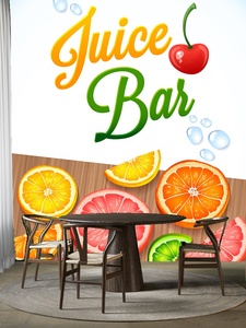 วอลล์เปเปอร์3D ผสมผลไม้สมูทตี้สดใหม่และรสนิยมส้มด้วยตนเองห้องนอนห้องนั่งเล่น - Product Image 3