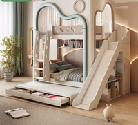 Modernes, Schlichtes Luxus Hoch-Tief-Etagenbett aus Massivholz für Jungen und Mädchen, Multifunktionale Mutter-Kind-Nutzung für Kinderzimmer
