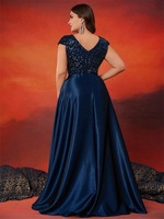Nouvelle Robe de Soirée Mariage Col V à Paillettes pour Femmes, Grande Taille, Décontractée, Coupe A-Line, Formelle, pour Été, Soirée, Demoiselle d'Honneur