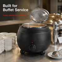 Marmite à soupe électrique commerciale 13L en acier inoxydable avec couvercle à charnière pour buffet, restaurant, traiteur, certifiée CE ETL