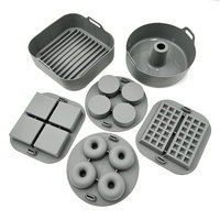 Ensemble d'accessoires pour friteuse à air : Moule à muffins, Moule à donuts, Moule à savarin en silicone, Doublures pour friteuse à air, Carré, Rectangle, Double panier