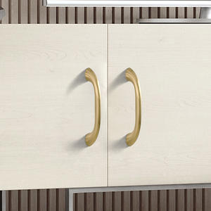 Manijas de latón para puertas de armario, para cocina, cómoda, cajón, armario, diseño curvo minimalista moderno, duradero, fácil instalación - Product Image 3