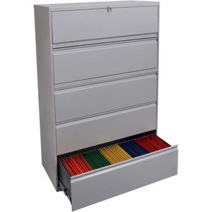 Meuble de classement latéral Essendant Alera gris clair en acier métallique verrouillable pour banque, entrepôt, salle de sport, atelier - Product Image 1