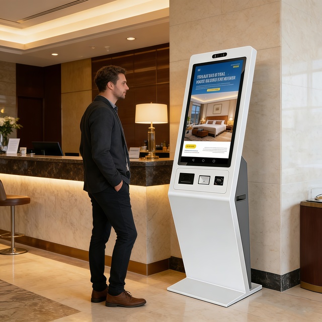 Professional 21.5/32 Inch Inclined Touch Screen Directory Kiosk Scanner for Hospital Retail Store Shopping Mall Education