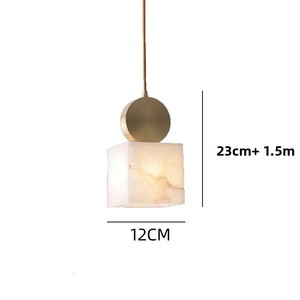 Lustre Nordique en Cuivre Doré avec Abat-jour en Marbre, Style Chinois Moderne, Idéal pour Restaurant, Bar, Comptoir, Luxe - Product Image 6