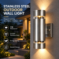 Lampe murale extérieure intelligente en acier inoxydable avec capteur de mouvement, étanche IP65, base E26 pour utilisation en jardin