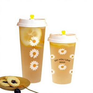 Vasos Desechables de PP de Grado Alimenticio de 700 ml y 500 ml, de Pared Simple, Transparentes, Personalizados con Marca, de 90 mm de Diámetro, para Té con Leche y Boba - Product Image 1