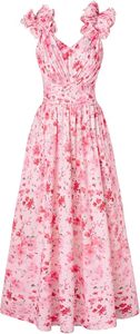 Abito Estivo Floreale <span class=keywords><strong>da</strong></span> Donna - Stile Senza Maniche a Trapezio con Pieghe, Abbigliamento Casual Fluido per Invitate a Matrimoni - Product Image 6