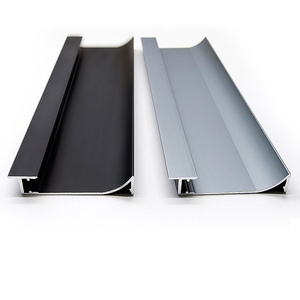 บัวเชิงผนังอลูมิเนียม LED,แถบไฟเข้ามุมสีดำพร้อม PC ฝาปิดแบบด้านข้างบอร์ดตกแต่งผนังบันไดบ้าน - Product Image 5