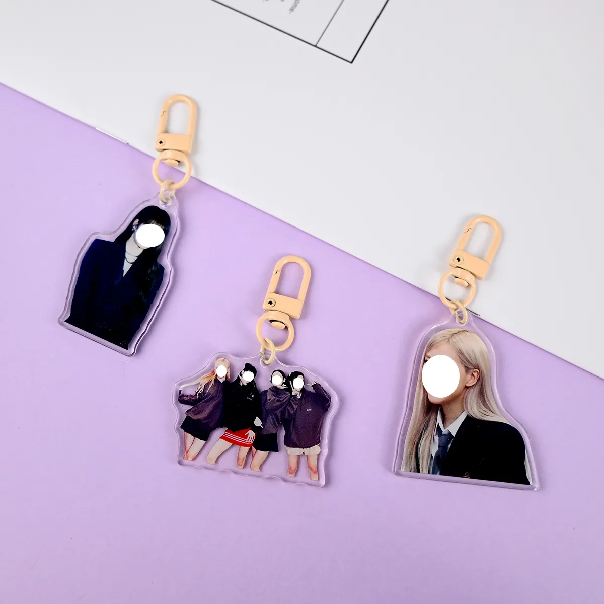 Factory Design Blank Acrylic Keychain Wholesale Sublimation Black Pink Acrylic Key Rings