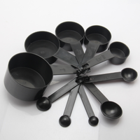 Ensemble de 10 cuillères à mesurer en plastique noir, tasses à mesurer