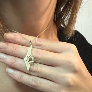 מפת ישראל סיטונאי במפעל שרשרת תכשיטים יהודיים ללא הכתמה 18 קראט מצופה זהב נירוסטה שרשרת כוכב דוד - Product Image 6
