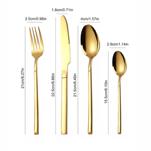 Stainless Steel Knife Fork Spoon <b>Flatware</b> <b>Set</b> Hotel Restaurant Cutlery Thick Handle Metal Gold Cutlery <b>Set</b> for Wedding - Product Image 6