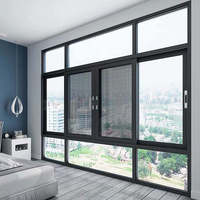 Fenêtre coulissante en aluminium noir de haute qualité sur mesure pour l'Asie du Sud-Est, double vitrage trempé et étanche pour maison moderne