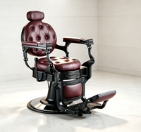 Fauteuil de barbier au design antique élégant, entièrement inclinable, hydraulique, pour usage professionnel en salon de coiffure