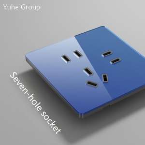 Glass Thin Touch Panel 86 Type Five <b>Hole</b> Household Socket Panel 10A Dual Control Single Pair - Product Image 4