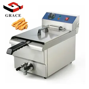 10 13 16 19L Commercial Chips Table Top Stainless Steel Single Tank Electric Deep Fryer Machine with Basket