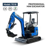 Mini-excavatrice industrielle TITAN 1,8 tonne TE18 pour moteur, capacité de la benne de 0,03 m³, norme CE EPA, excavatrice compacte sur chenilles