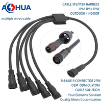 Cable Divisor Impermeable OEM 1 a 2, 1 a 3, 1 a 4, Conector para Lámparas de Cultivo IP65 IP68, Arnés Personalizado para LED Hidropónico de Interior