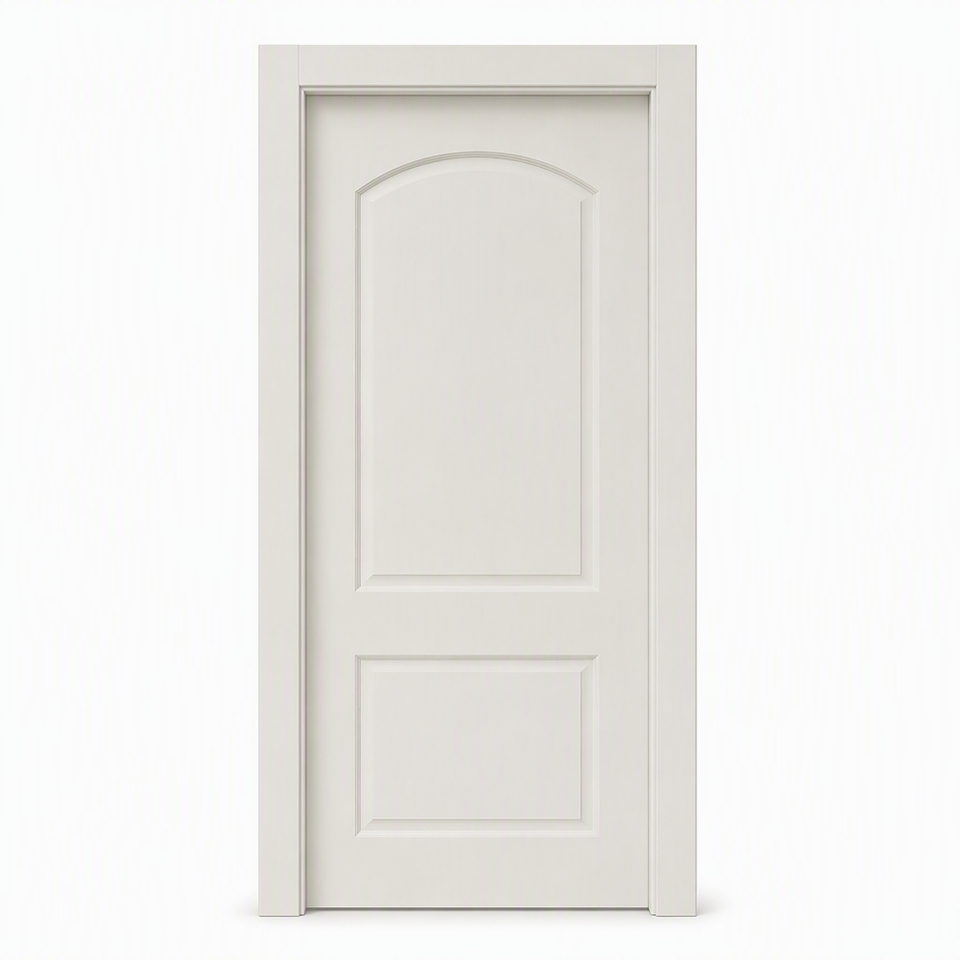 White Painted Interior Door 2 Panel Arched Top Panel Rectangular Lower ...