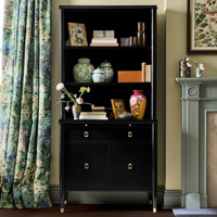 Lavenir Meuble de rangement haut ouvert en bois, bibliothèque avec base de rangement dissimulée, personnalisable