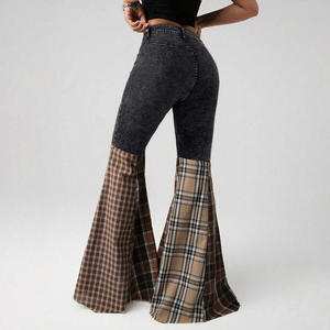 Fabricante de Pantalones Vaqueros <span class=keywords><strong>Negros</strong></span> para <span class=keywords><strong>Mujer</strong></span>, Diseñador Personalizado, Vaqueros Ajustados con Corte de Campana y Estampado de Guinga para <span class=keywords><strong>Mujer</strong></span> - Product Image 2