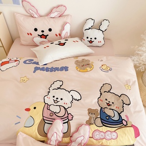 1.8 di <span class=keywords><strong>cotone</strong></span> 100% ricamato in tessuto rosa coniglio/Set di biancheria da letto 2m <span class=keywords><strong>copriletto</strong></span> doppio Set - Product Image 5