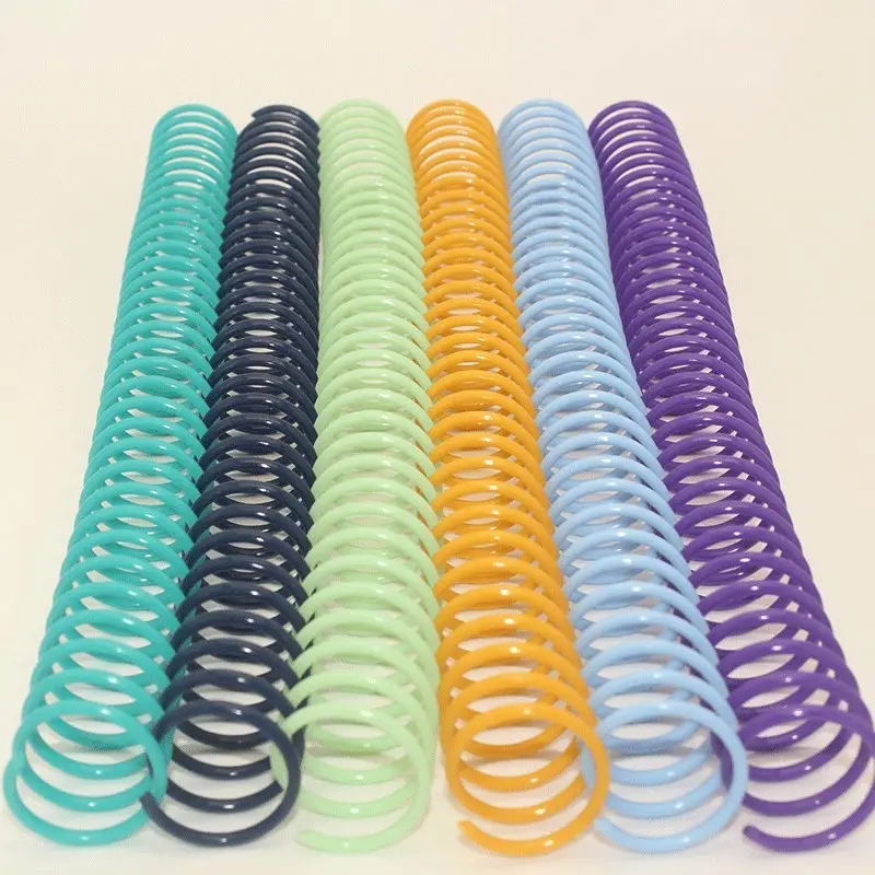 Fabrika yüksek kalite 25 mm 48 döngüler 36 döngüler bağlama bobin Spiral ciltleme tel Spiral plastik rulo dizüstü bilgisayar için