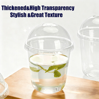 Gobelets en plastique PET transparents avec logo personnalisé, 300 ml, 400 ml, 500 ml, 600 ml, 700 ml, gobelets jetables pour boissons froides avec couvercle en dôme pour jus
