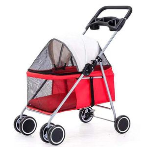Large Portable Four Wheels Cat Pet Carrier <b>Stroller</b> Simple Design Foldable Travel Product for Pets - Product Image 1