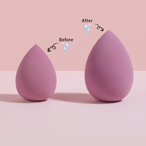 Vendita diretta in fabbrica in magazzino basso MOQ Vegan Beauty Makeup <span class=keywords><strong>spugna</strong></span> Blender Set per il trucco del viso con custodia in Pvc viola giallo - Product Image 3