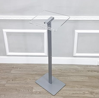 Pupitre en acrylique personnalisable, pupitre de sol en métal avec dessus transparent pour discours, conférences, bureau et événements