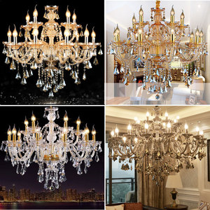 Lámpara de Araña de Cristal con Acabado Dorado, Base para Bombilla E26, LED Blanco Cálido de 3500K, Altura Ajustable, Regulable, Lámpara Colgante Grande para Sala de Estar - Product Image 5