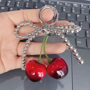 Advanced Sense Cute <b>Sweet</b> Temperament Keychain Fruit Accessories Cherry Red Bow Keyring for Girls - Product Image 2