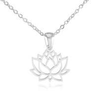 Femmes collier bijoux acier inoxydable 18K or Lotus pendentifs collier argent Lotus fleur collier