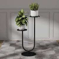 Support pour plantes d'intérieur en métal à 2 niveaux avec finition en aérosol pour contenir des plantes ou des objets d'exposition