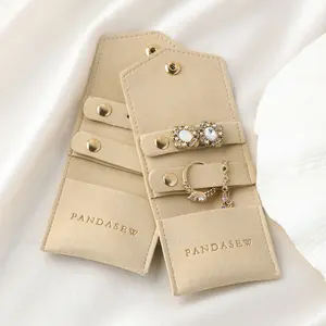 PandaSew Logo kustom mewah 1.4mm serat mikro Mini Travel Roll pengatur perhiasan hadiah kemasan kantong perhiasan